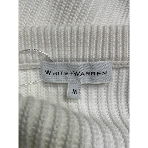 White And Warren White Organic Cotton Ribbed Crewneck Sweater Size M - Picture 4 of 5
